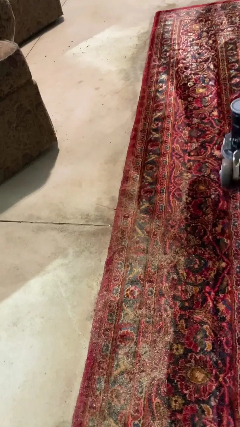An oriental-pattern runner rug